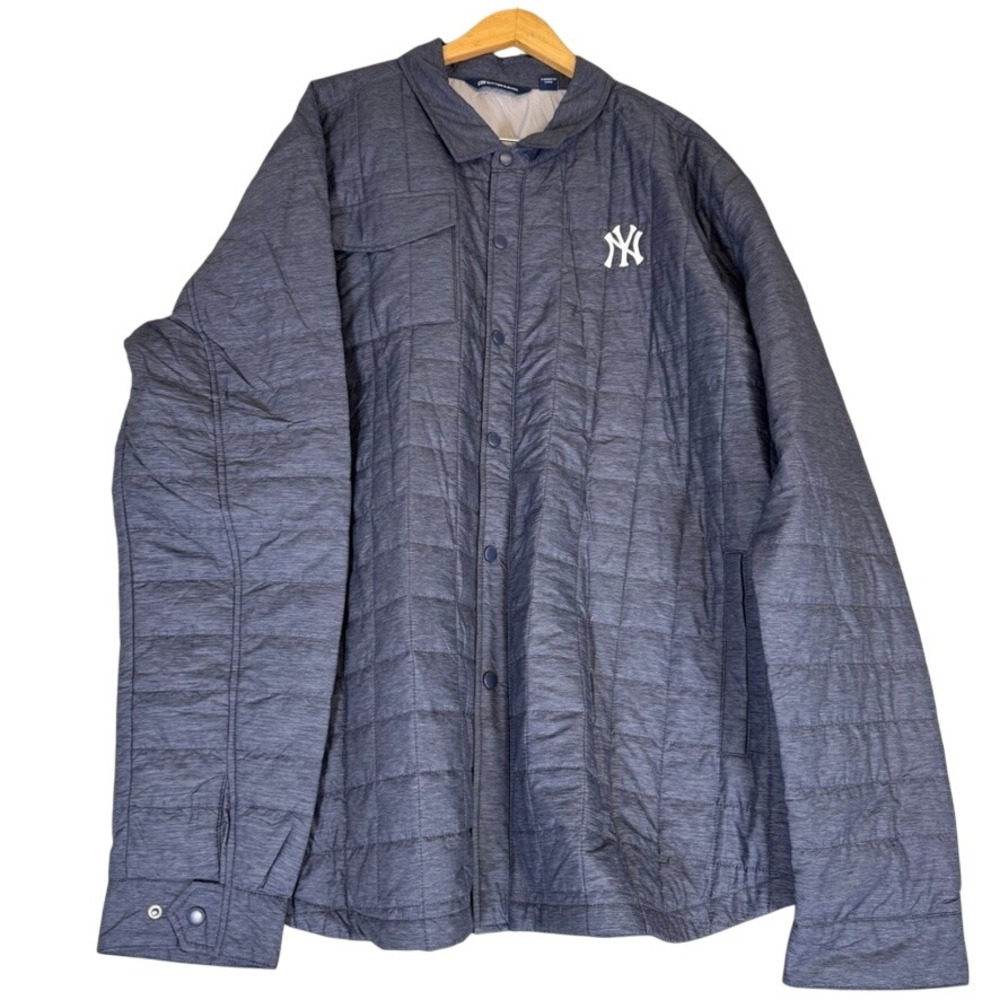 Cutter & Buck New York Yankees Quilted Shirt Jacket Navy Blue Mens 3XLT